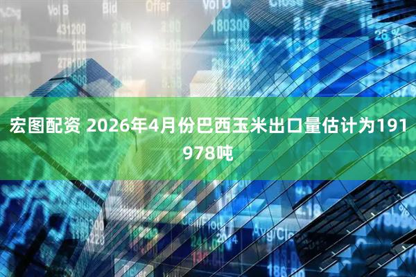 宏图配资 2026年4月份巴西玉米出口量估计为191978吨