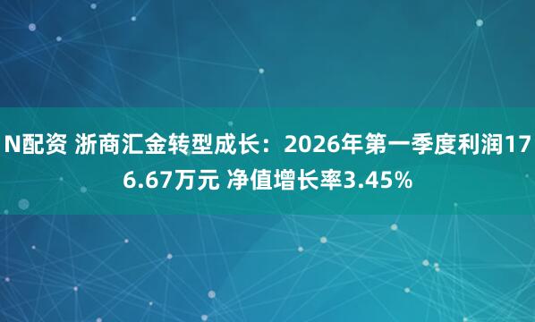 N配资 浙商汇金转型成长：2026年第一季度利润176.67万元 净值增长率3.45%