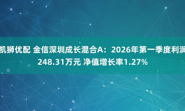 凯狮优配 金信深圳成长混合A：2026年第一季度利润248.31万元 净值增长率1.27%